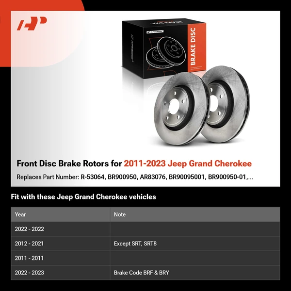 Front Disc Brake Rotors for 2011-2023 Jeep Grand Cherokee