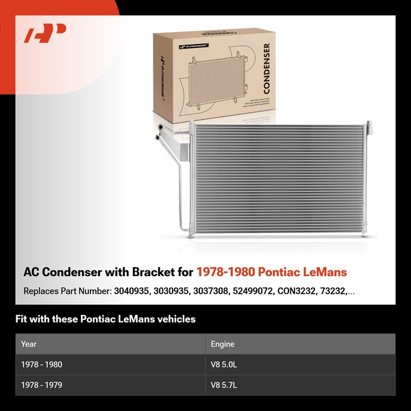 AC Condenser with Bracket for 1978-1980 Pontiac LeMans