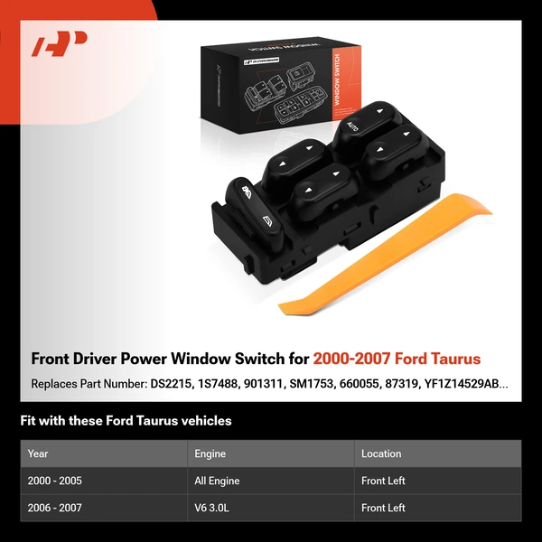 Front Driver Power Window Switch for 2000-2007 Ford Taurus