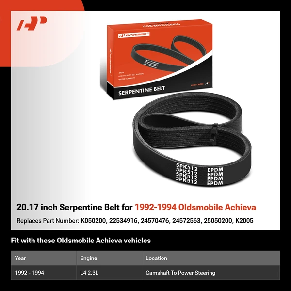 20.17 inch Serpentine Belt for 1992-1994 Oldsmobile Achieva