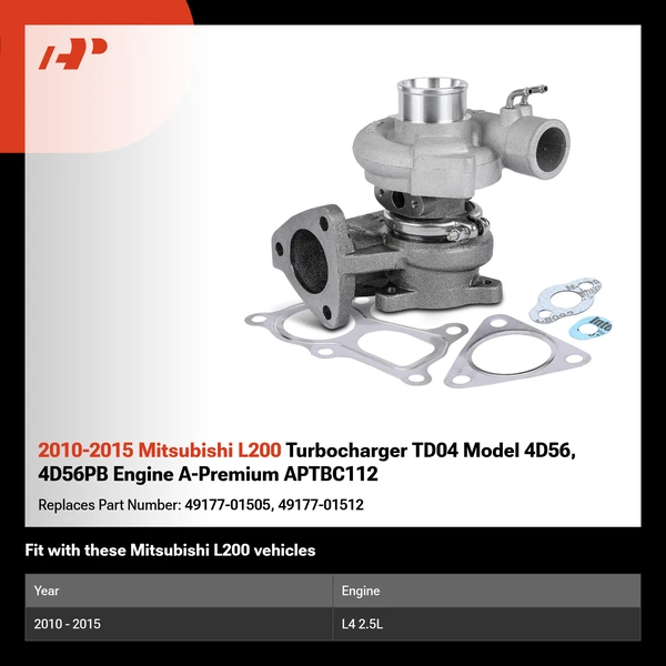 2010-2015 Mitsubishi L200 Turbocharger TD04 Model 4D56, 4D56PB Engine A-Premium APTBC112