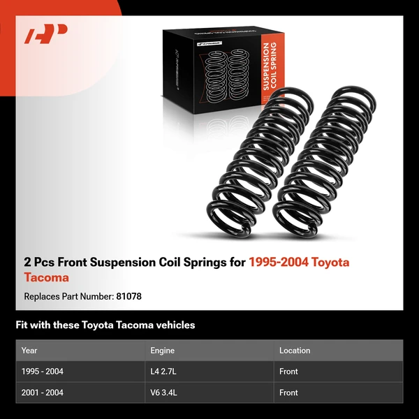 2 Pcs Front Suspension Coil Springs for 1995-2004 Toyota Tacoma