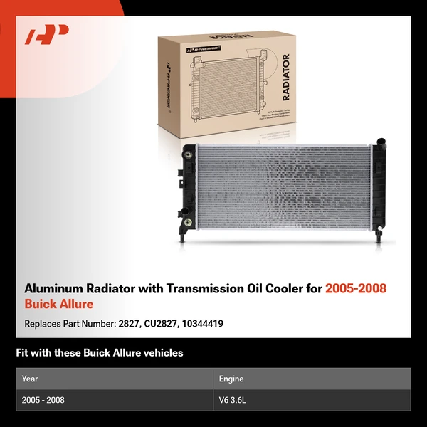 Aluminum Radiator with Transmission Oil Cooler for 2005-2008 Buick Allure