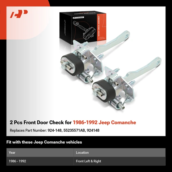 2 Pcs Front Door Check for 1986-1992 Jeep Comanche