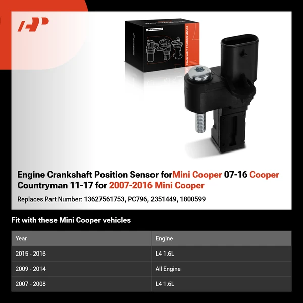 Engine Crankshaft Position Sensor forMini Cooper 07-16 Cooper Countryman 11-17 for 2007-2016 Mini Cooper