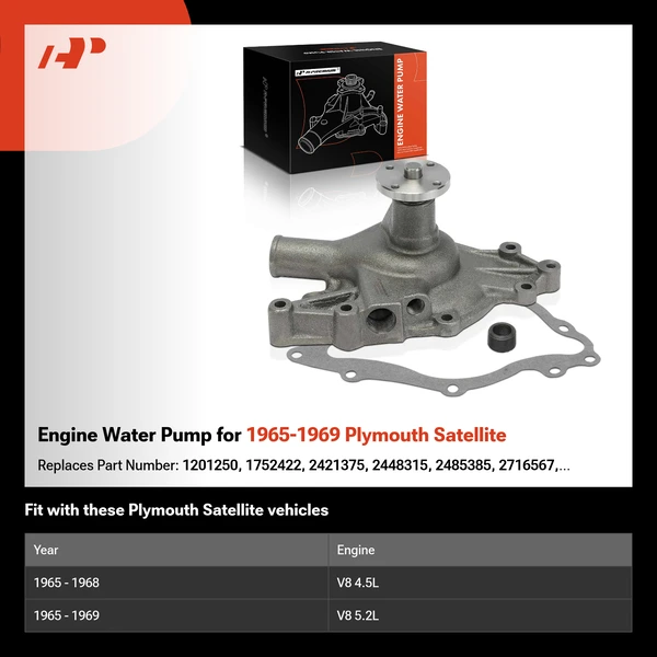 Engine Water Pump for 1965-1969 Plymouth Satellite