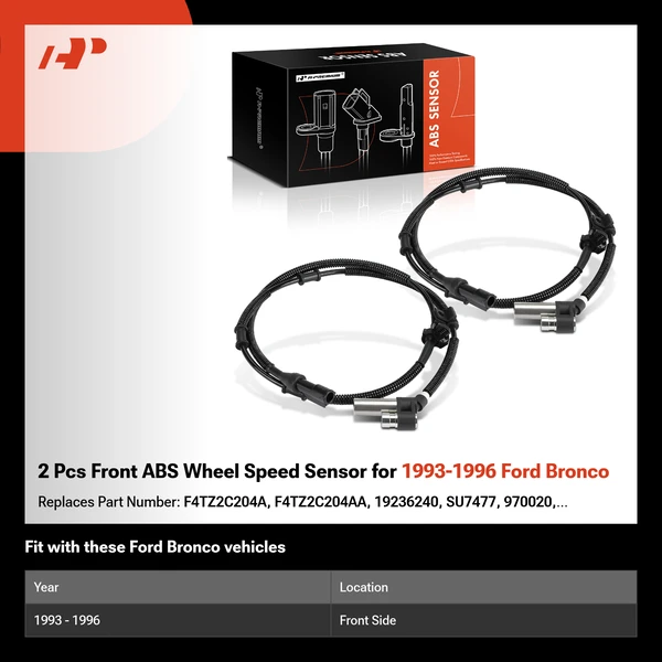 2 Pcs Front ABS Wheel Speed Sensor for 1993-1996 Ford Bronco