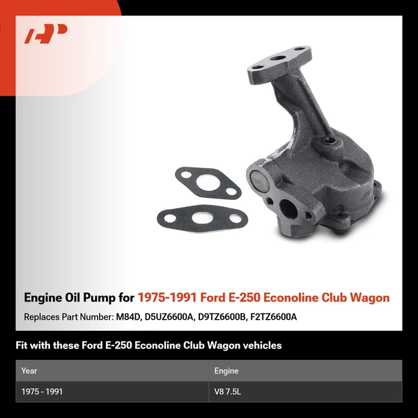 Engine Oil Pump for 1975-1991 Ford E-250 Econoline Club Wagon