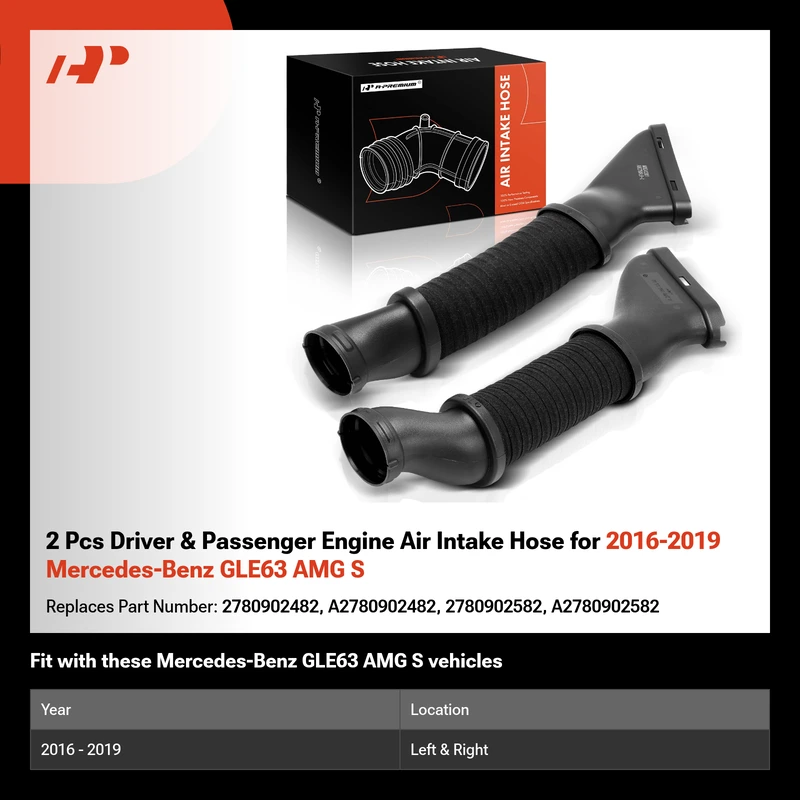 2 Pcs Driver & Passenger Engine Air Intake Hose for 2016-2019 Mercedes-Benz GLE63 AMG S