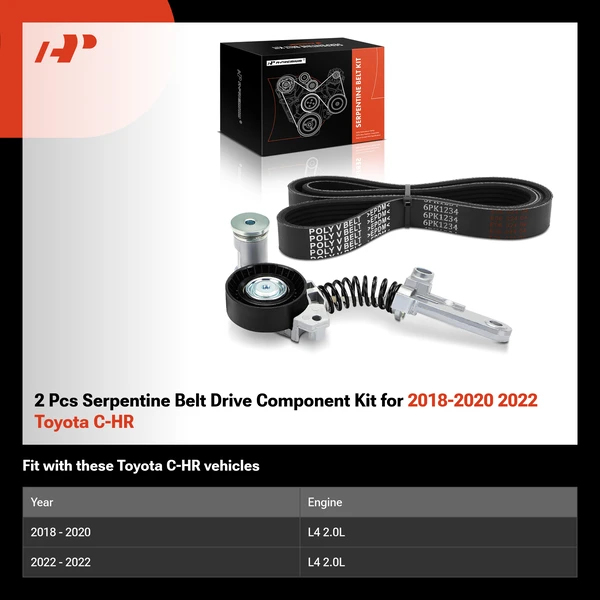2 Pcs Serpentine Belt Drive Component Kit for 2018-2020 2022 Toyota C-HR