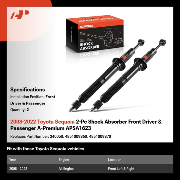 2008-2022 Toyota Sequoia 2-Pc Shock Absorber Front Driver & Passenger A-Premium APSA1623