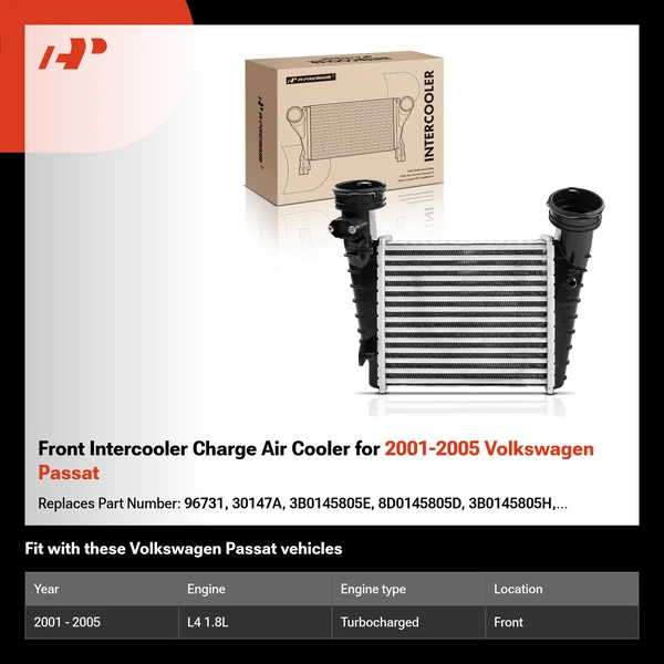 Front Intercooler Charge Air Cooler for 2001-2005 Volkswagen Passat