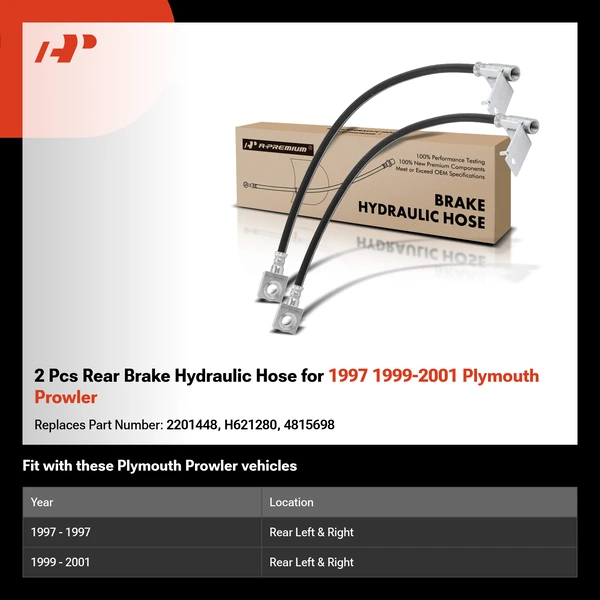 2 Pcs Rear Brake Hydraulic Hose for 1997 1999-2001 Plymouth Prowler