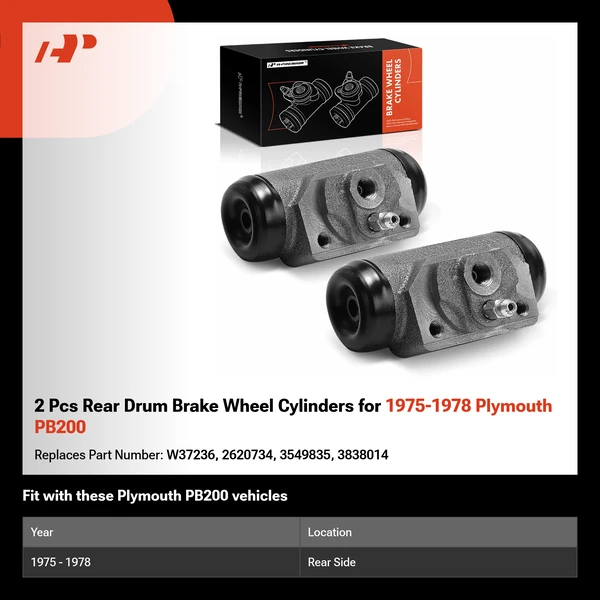 2 Pcs Rear Drum Brake Wheel Cylinders for 1975-1978 Plymouth PB200