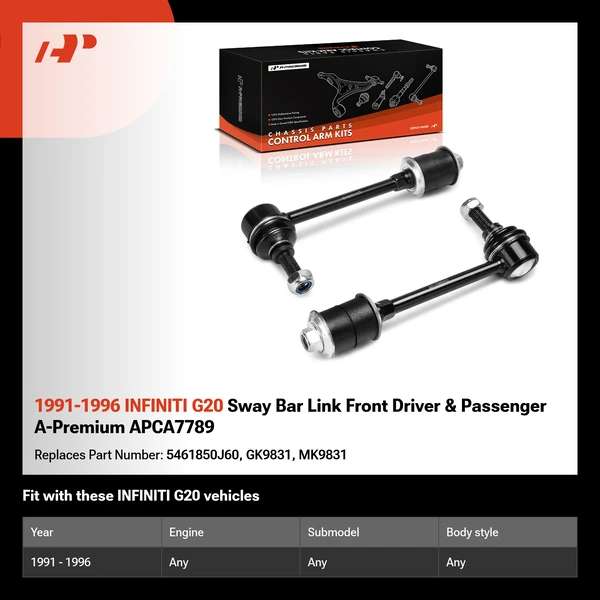 1991-1996 INFINITI G20 Sway Bar Link Front Driver & Passenger A-Premium APCA7789