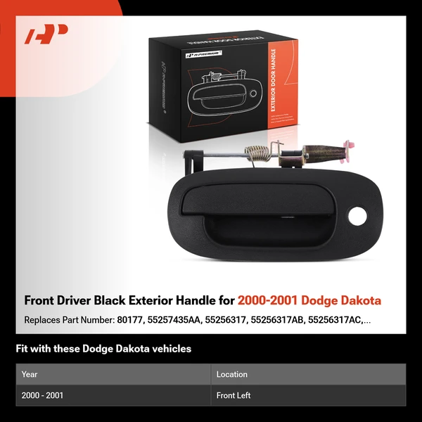 Front Driver Black Exterior Handle for 2000-2001 Dodge Dakota