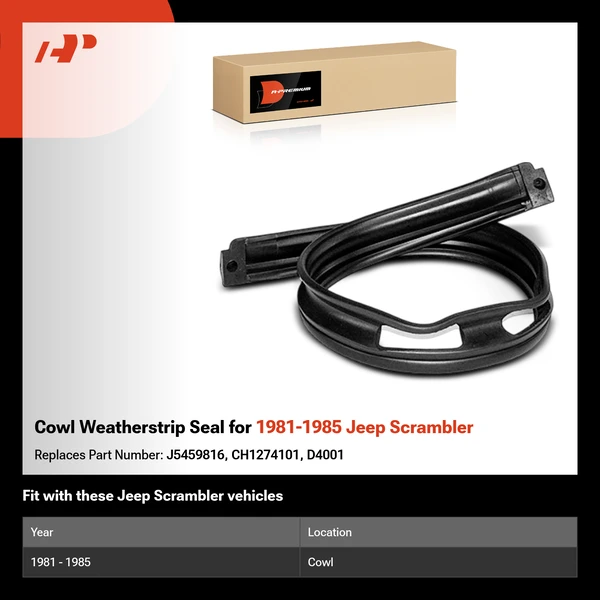 Cowl Weatherstrip Seal for 1981-1985 Jeep Scrambler
