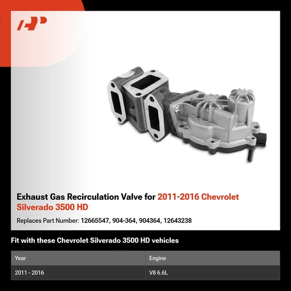 Exhaust Gas Recirculation Valve for 2011-2016 Chevrolet Silverado 3500 HD