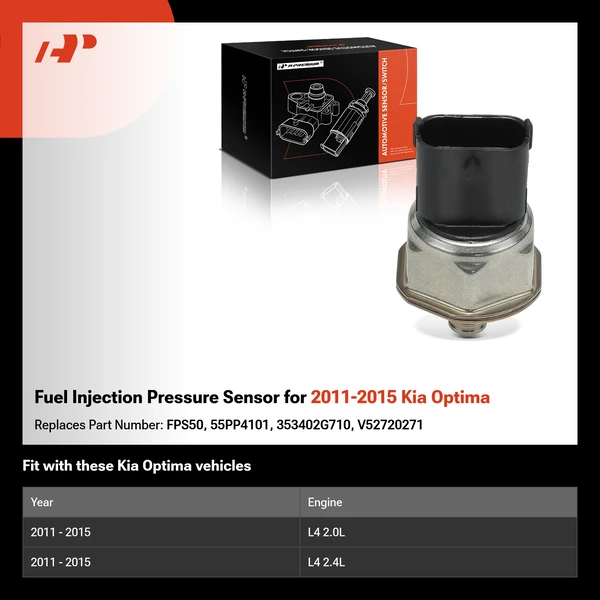 Fuel Injection Pressure Sensor for 2011-2015 Kia Optima