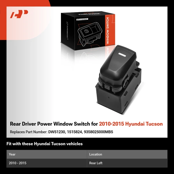 Rear Driver Power Window Switch for 2010-2015 Hyundai Tucson