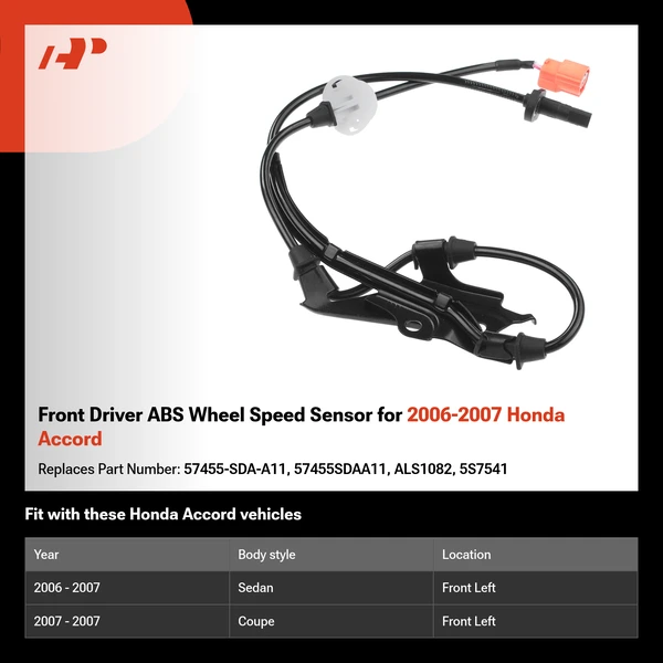 Front Driver ABS Wheel Speed Sensor for 2006-2007 Honda Accord