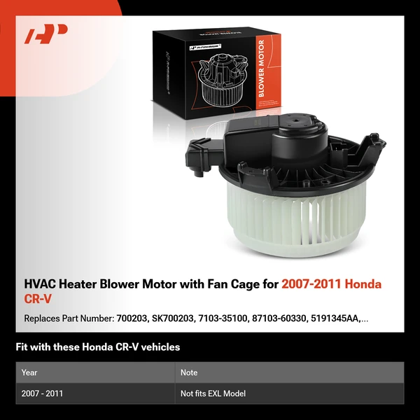 HVAC Heater Blower Motor with Fan Cage for 2007-2011 Honda CR-V