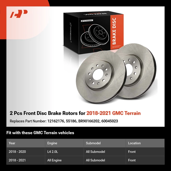 2 Pcs Front Disc Brake Rotors for 2018-2021 GMC Terrain
