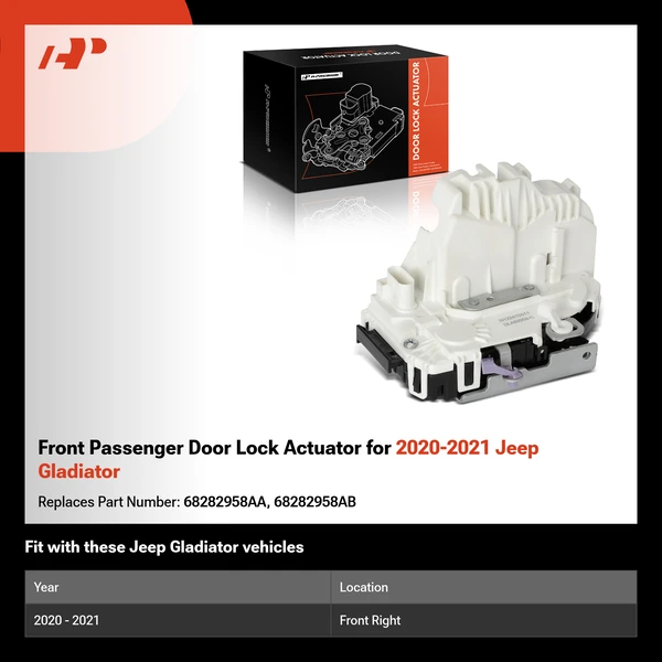 Front Passenger Door Lock Actuator for 2020-2021 Jeep Gladiator
