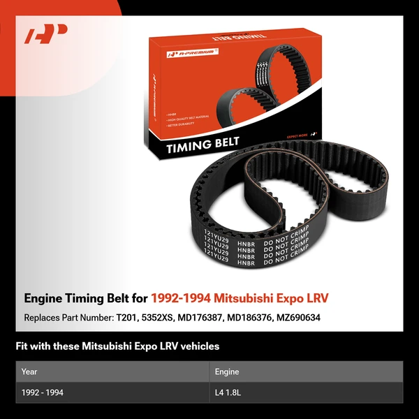 Engine Timing Belt for 1992-1994 Mitsubishi Expo LRV