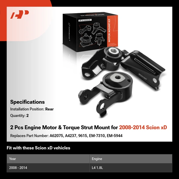 2 Pcs Engine Motor & Torque Strut Mount for 2008-2014 Scion xD