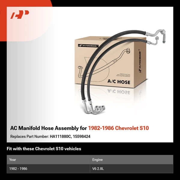 AC Manifold Hose Assembly for 1982-1986 Chevrolet S10
