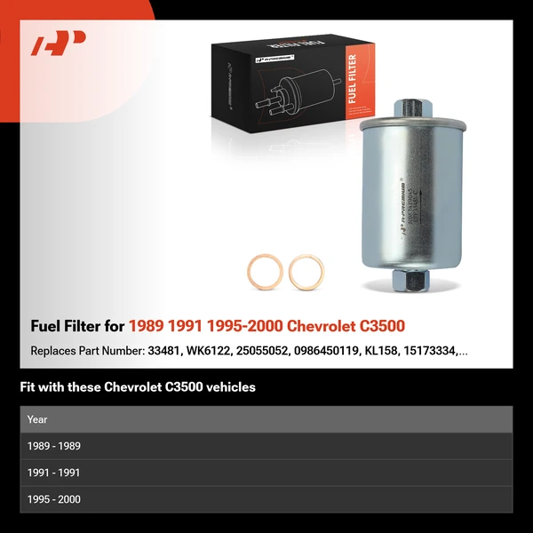 Fuel Filter for 1989 1991 1995-2000 Chevrolet C3500