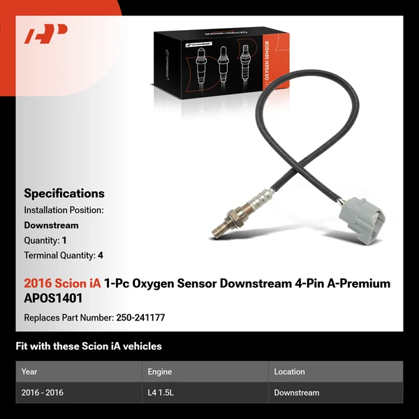 2016 Scion iA 1-Pc Oxygen Sensor Downstream 4-Pin A-Premium APOS1401