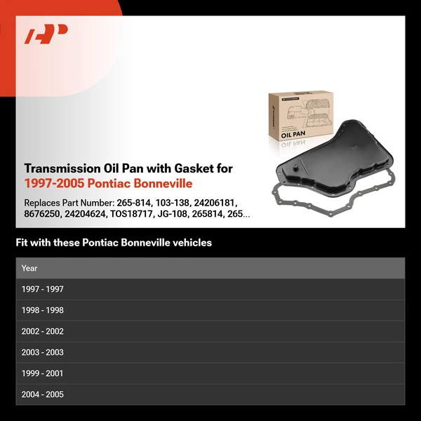 Transmission Oil Pan with Gasket for 1997-2005 Pontiac Bonneville