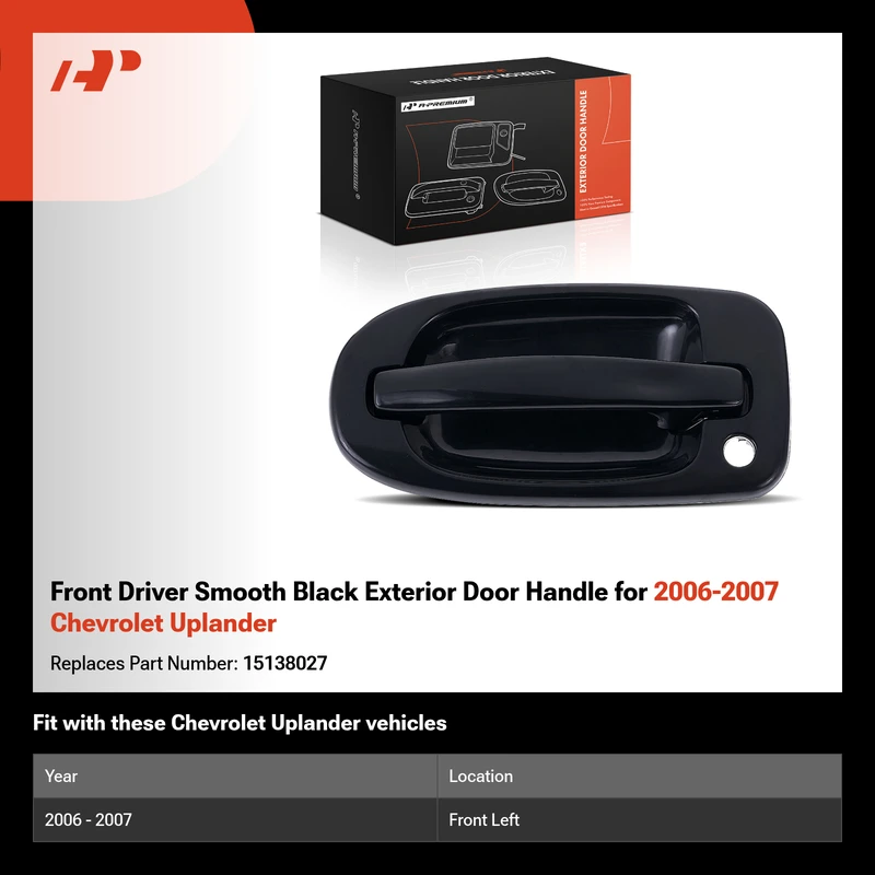Front Driver Smooth Black Exterior Door Handle for 2006-2007 Chevrolet Uplander