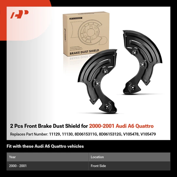 2 Pcs Front Brake Dust Shield for 2000-2001 Audi A6 Quattro