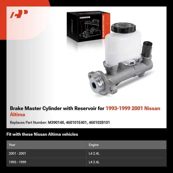 Brake Master Cylinder with Reservoir for 1993-1999 2001 Nissan Altima