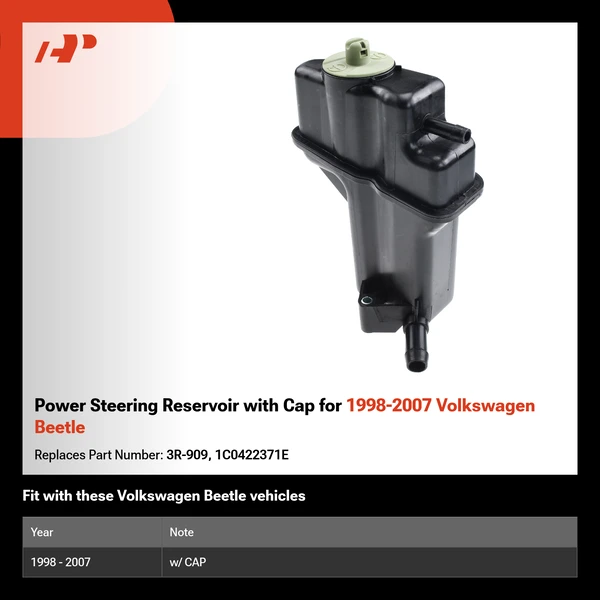 Power Steering Reservoir with Cap for 1998-2007 Volkswagen Beetle