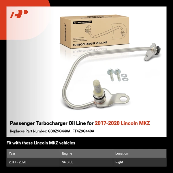 Passenger Turbocharger Oil Line for 2017-2020 Lincoln MKZ