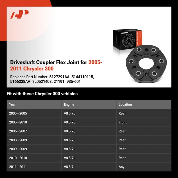 Driveshaft Coupler Flex Joint for 2005-2011 Chrysler 300