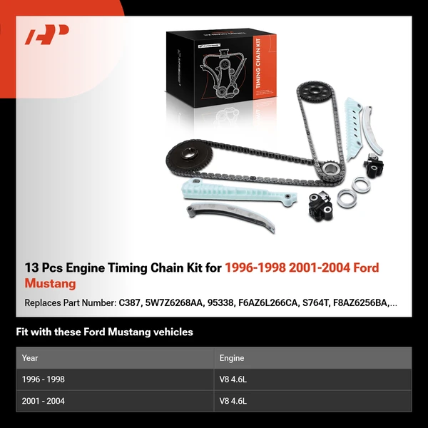 13 Pcs Engine Timing Chain Kit for 1996-1998 2001-2004 Ford Mustang