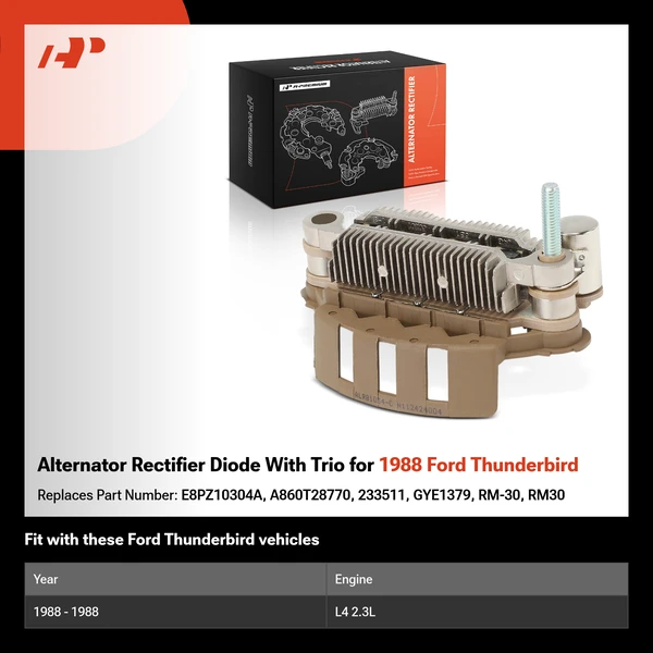 Alternator Rectifier Diode With Trio for 1988 Ford Thunderbird
