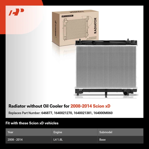 Radiator without Oil Cooler for 2008-2014 Scion xD