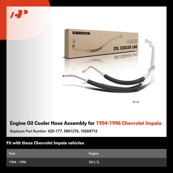 Engine Oil Cooler Hose Assembly for 1994-1996 Chevrolet Impala
