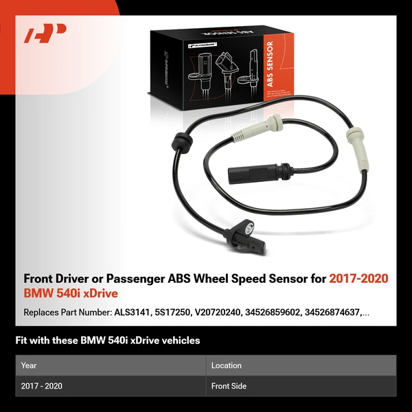 Front Driver or Passenger ABS Wheel Speed Sensor for 2017-2020 BMW 540i xDrive