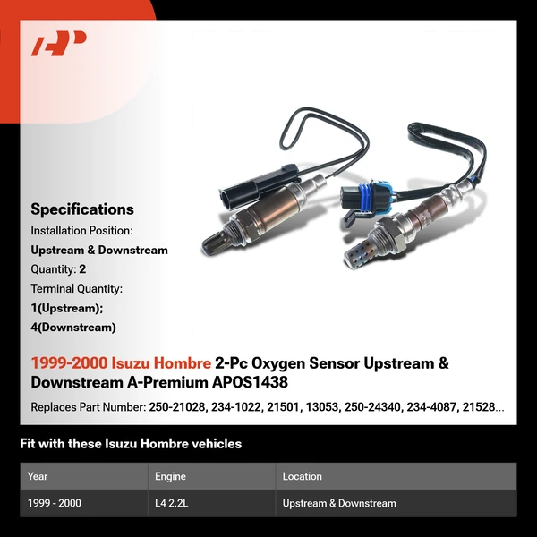 1999-2000 Isuzu Hombre 2-Pc Oxygen Sensor Upstream & Downstream A-Premium APOS1438