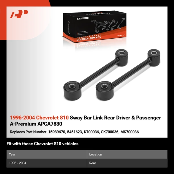 1996-2004 Chevrolet S10 Sway Bar Link Rear Driver & Passenger A-Premium APCA7830