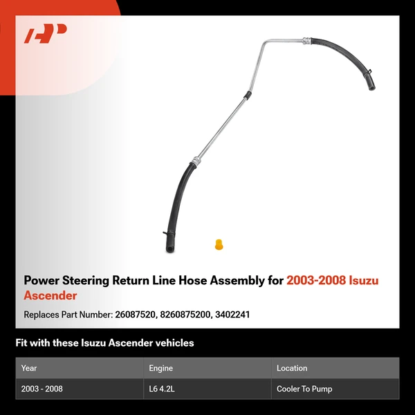 Power Steering Return Line Hose Assembly for 2003-2008 Isuzu Ascender
