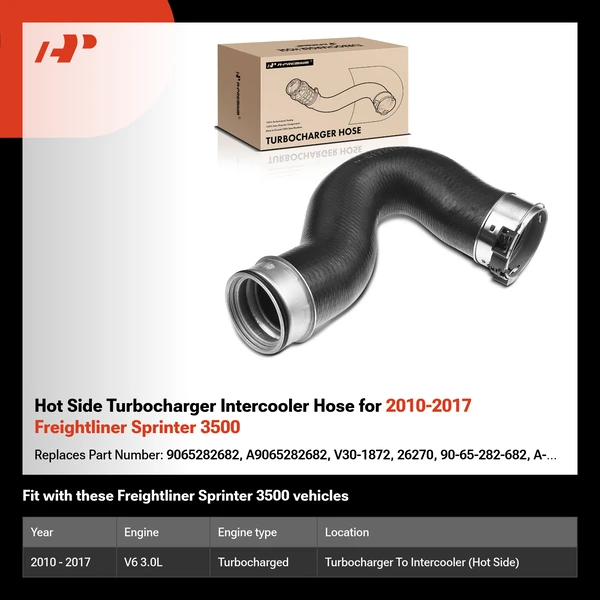 Hot Side Turbocharger Intercooler Hose for 2010-2017 Freightliner Sprinter 3500