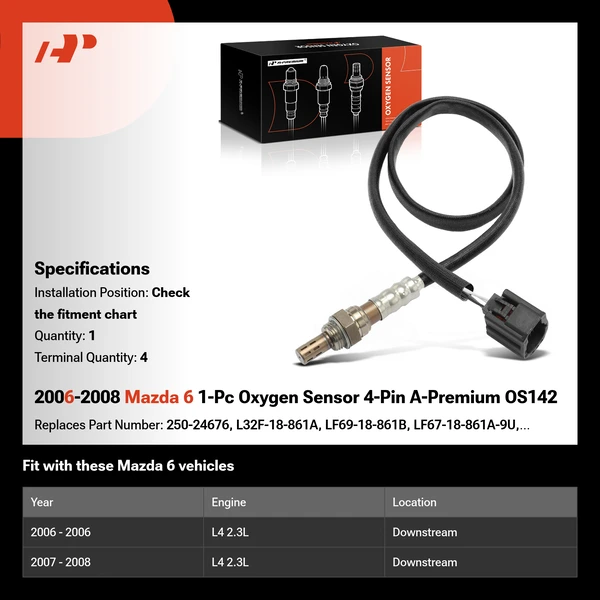 2006-2008 Mazda 6 1-Pc Oxygen Sensor 4-Pin A-Premium OS142